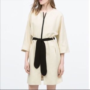 Zara Cream Kimono 3/4 Sleeve Belted Coat